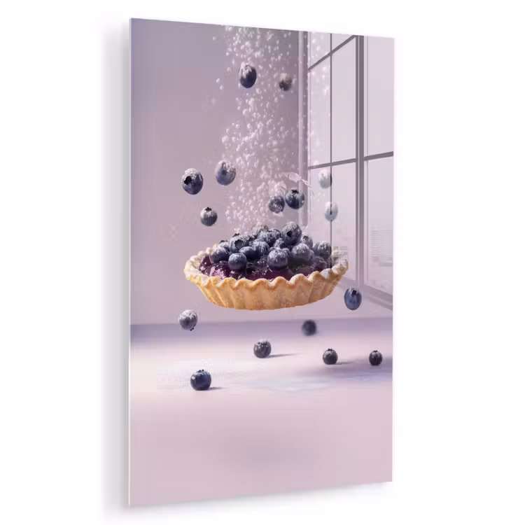 Glas schilderij - Eten - Taart - Bessen - Blauw — 1