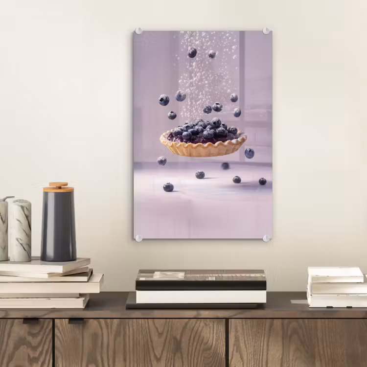 Glas schilderij - Eten - Taart - Bessen - Blauw — 2