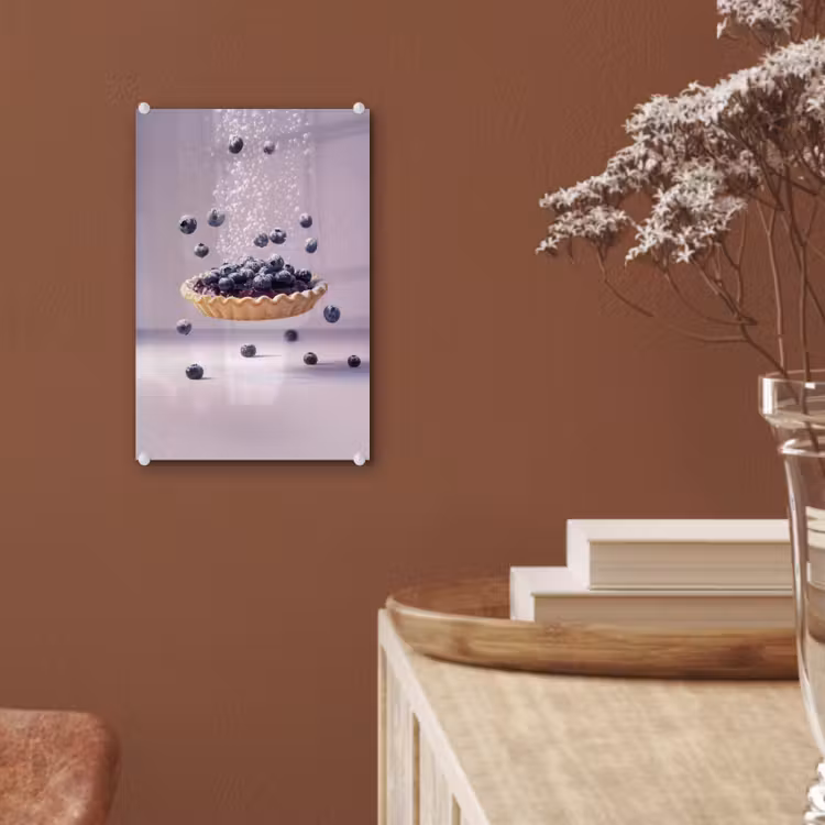 Glas schilderij - Eten - Taart - Bessen - Blauw — 6