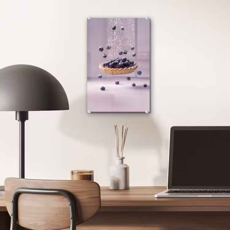 Glas schilderij - Eten - Taart - Bessen - Blauw — 7