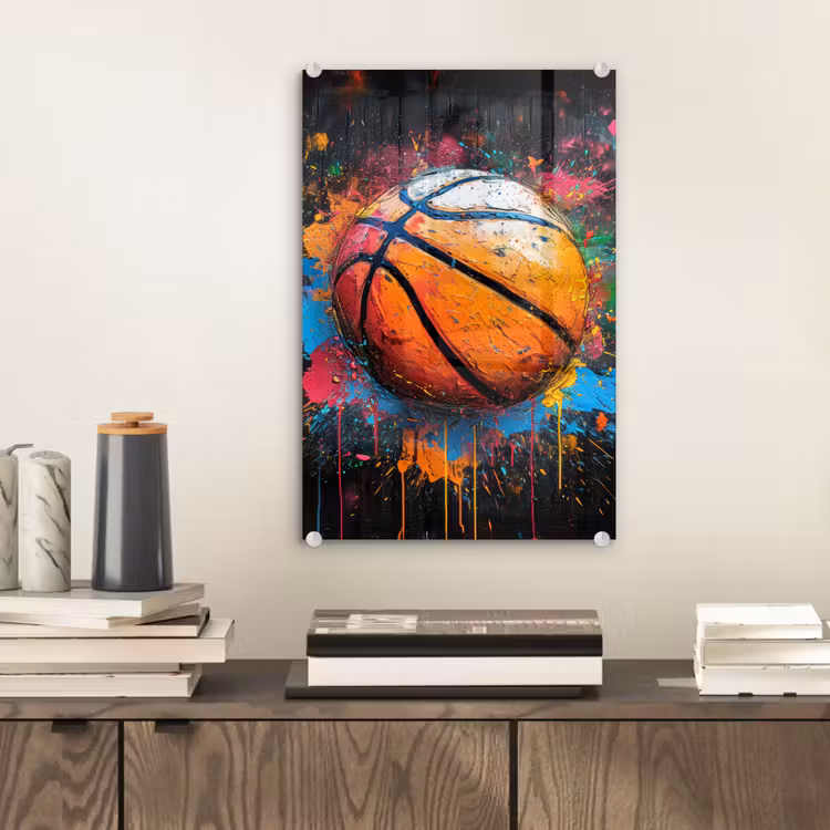 Glas schilderij - Graffiti - Basketbal - Verf - Sport — 2