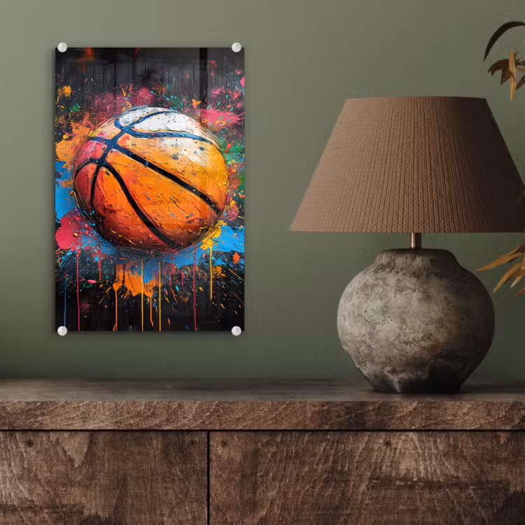 Glas schilderij - Graffiti - Basketbal - Verf - Sport — 4