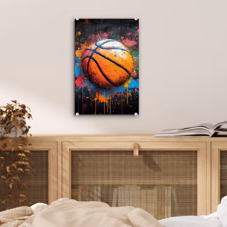 Glas schilderij - Graffiti - Basketbal - Verf - Sport — 5