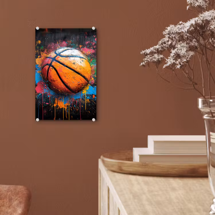 Glas schilderij - Graffiti - Basketbal - Verf - Sport — 6