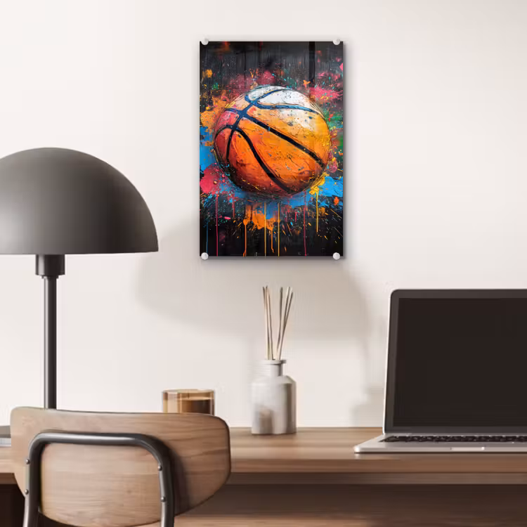 Glas schilderij - Graffiti - Basketbal - Verf - Sport — 7