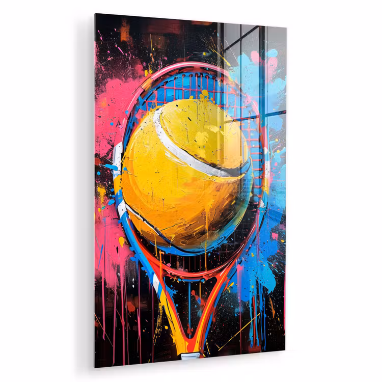 Glas schilderij - Graffiti - Tennis - Sport - Racket — 1