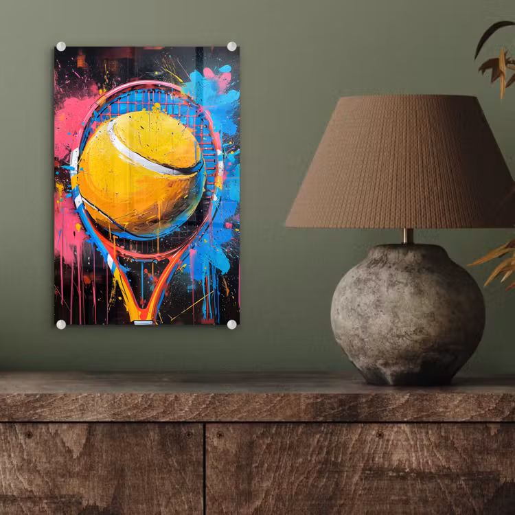 Glas schilderij - Graffiti - Tennis - Sport - Racket — 4