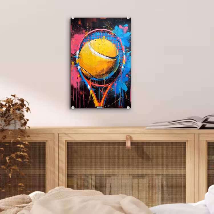 Glas schilderij - Graffiti - Tennis - Sport - Racket — 5