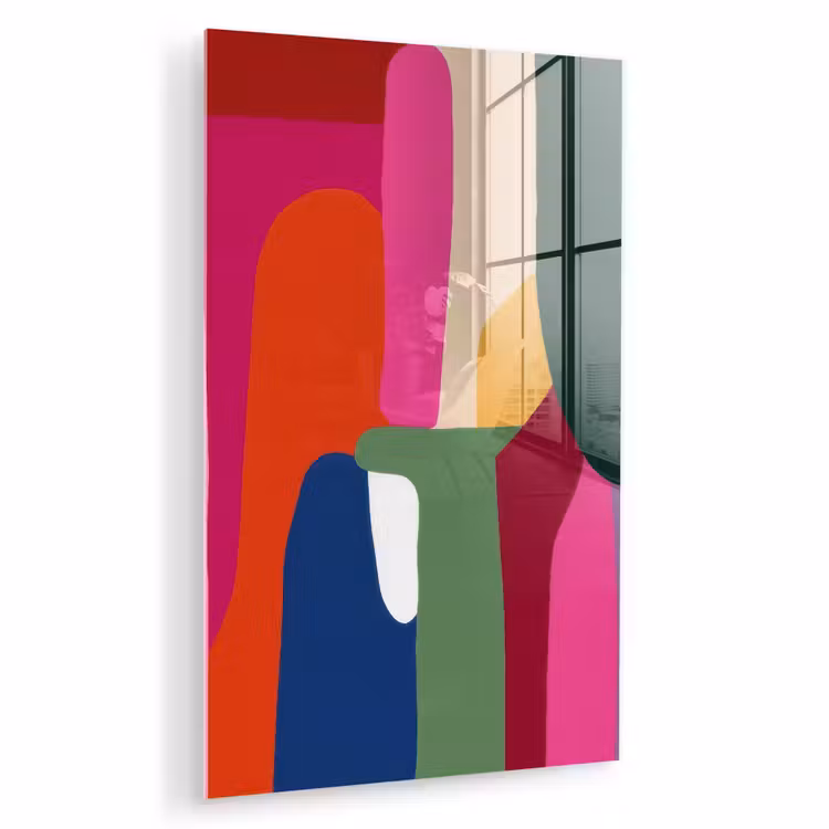 Glas schilderij - Kleurvakken - Recht - Rond - Abstract — 1