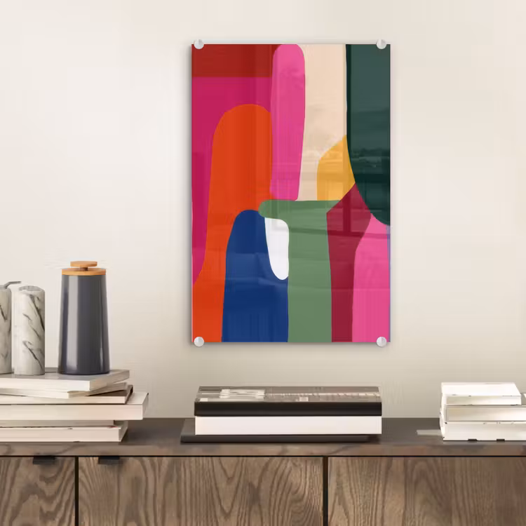 Glas schilderij - Kleurvakken - Recht - Rond - Abstract — 2