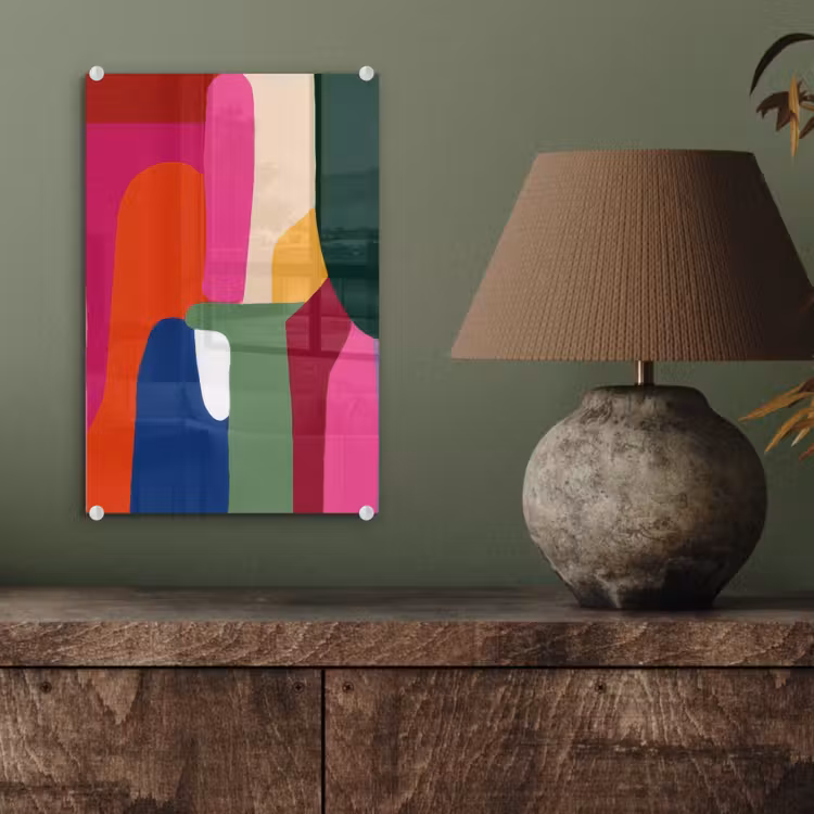 Glas schilderij - Kleurvakken - Recht - Rond - Abstract — 4