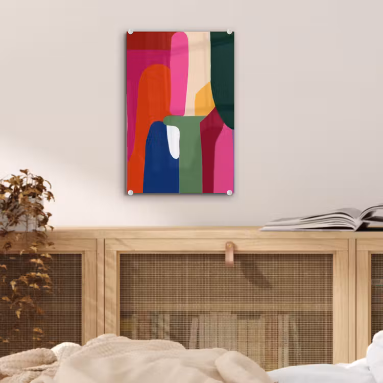 Glas schilderij - Kleurvakken - Recht - Rond - Abstract — 5