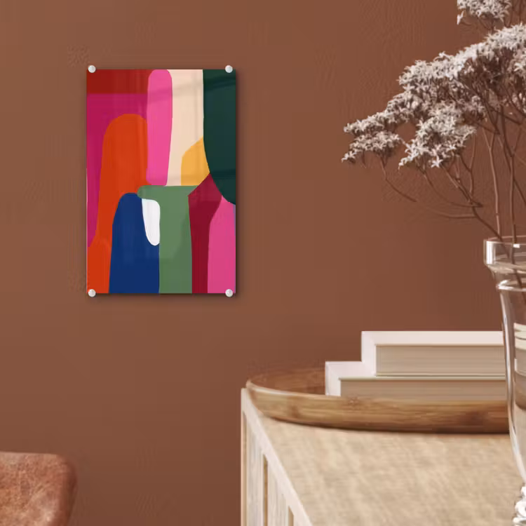 Glas schilderij - Kleurvakken - Recht - Rond - Abstract — 6