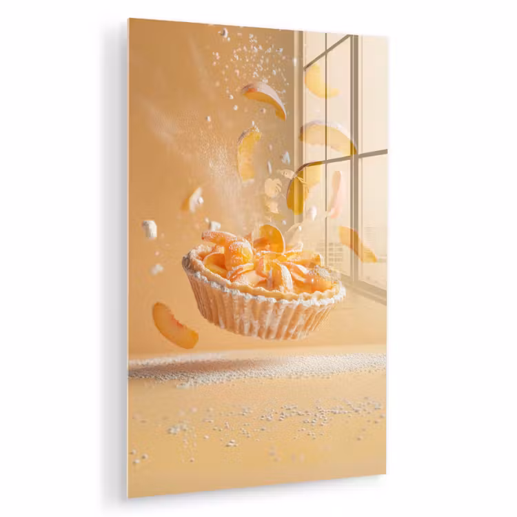 Glas schilderij - Peach - Eten - Taart - Oranje — 1