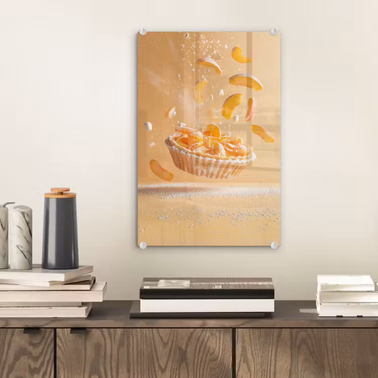 Glas schilderij - Peach - Eten - Taart - Oranje — 2