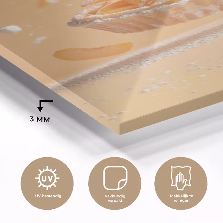 Glas schilderij - Peach - Eten - Taart - Oranje — 3
