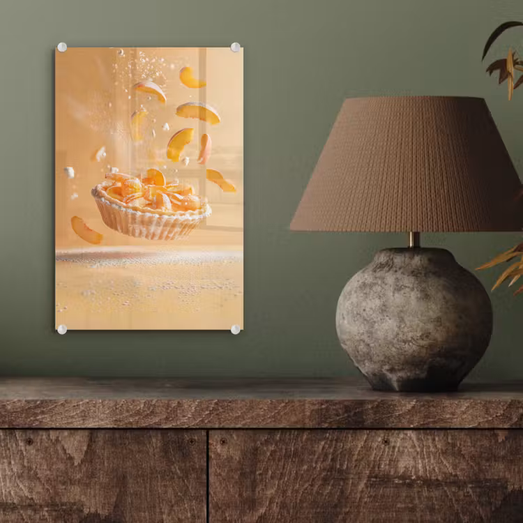 Glas schilderij - Peach - Eten - Taart - Oranje — 4