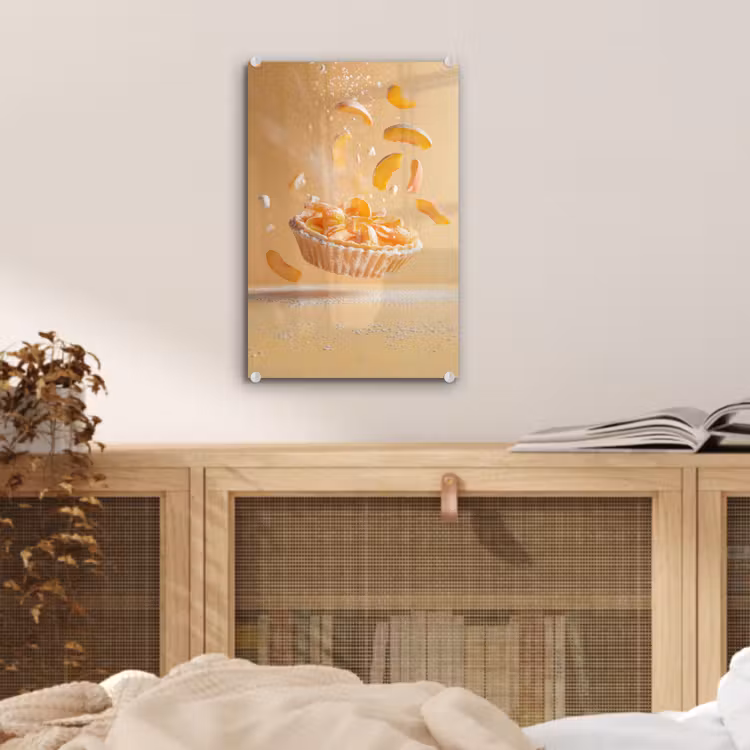 Glas schilderij - Peach - Eten - Taart - Oranje — 5