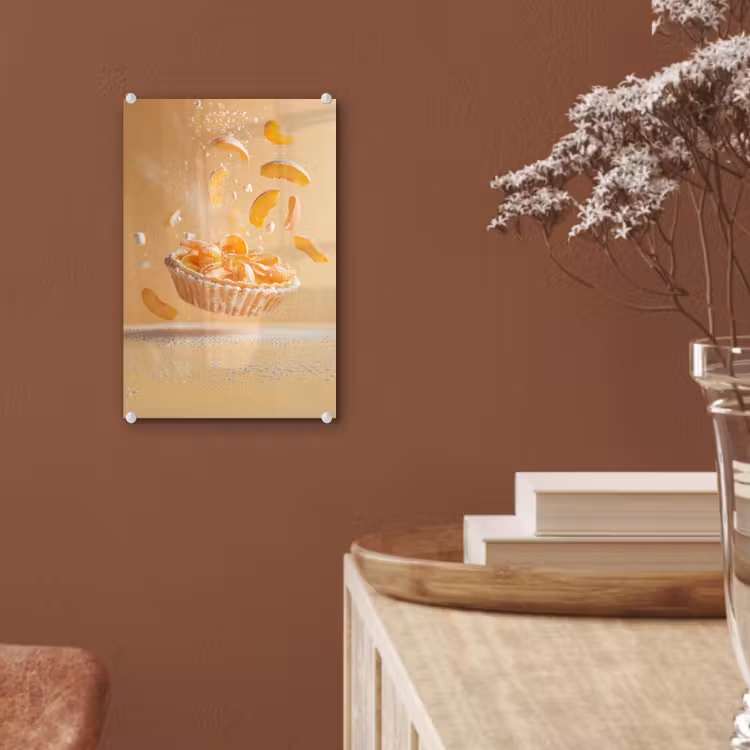 Glas schilderij - Peach - Eten - Taart - Oranje — 6