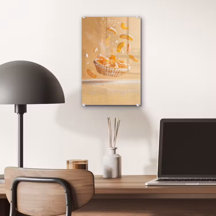 Glas schilderij - Peach - Eten - Taart - Oranje — 7