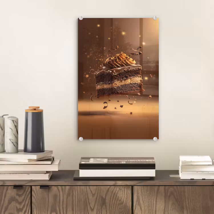 Glas schilderij - Taart - Chocolade - Eten - Brownie — 2