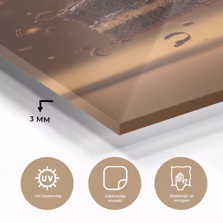 Glas schilderij - Taart - Chocolade - Eten - Brownie — 3