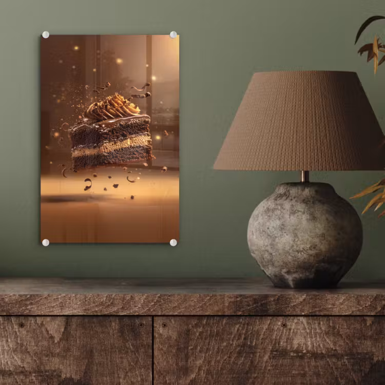 Glas schilderij - Taart - Chocolade - Eten - Brownie — 4