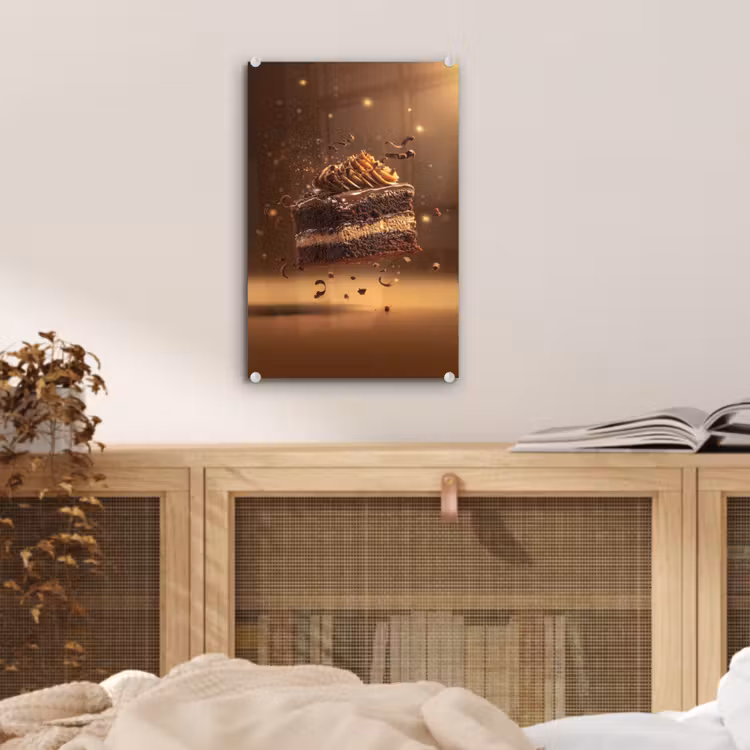 Glas schilderij - Taart - Chocolade - Eten - Brownie — 5