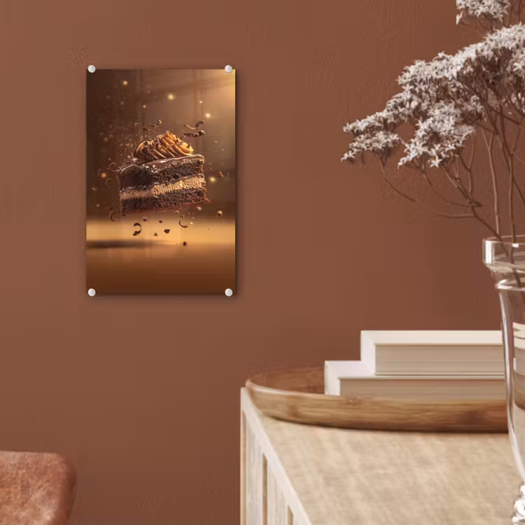 Glas schilderij - Taart - Chocolade - Eten - Brownie — 6