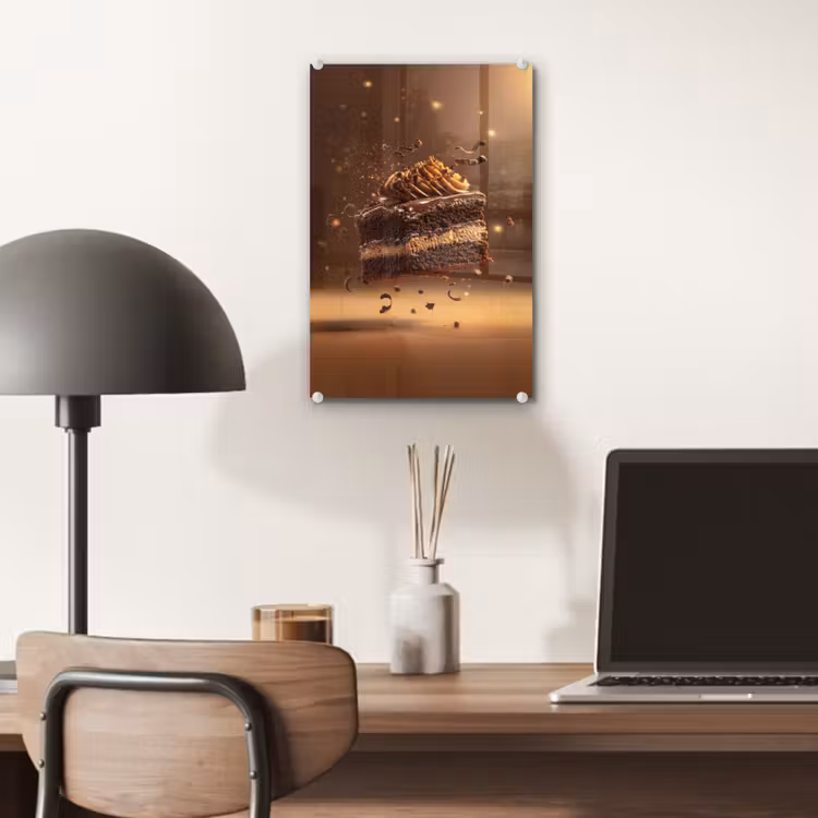 Glas schilderij - Taart - Chocolade - Eten - Brownie — 7