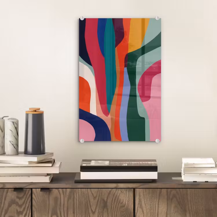 Glas schilderij - Vormen - Bochten - Kleurrijk - Abstract — 2