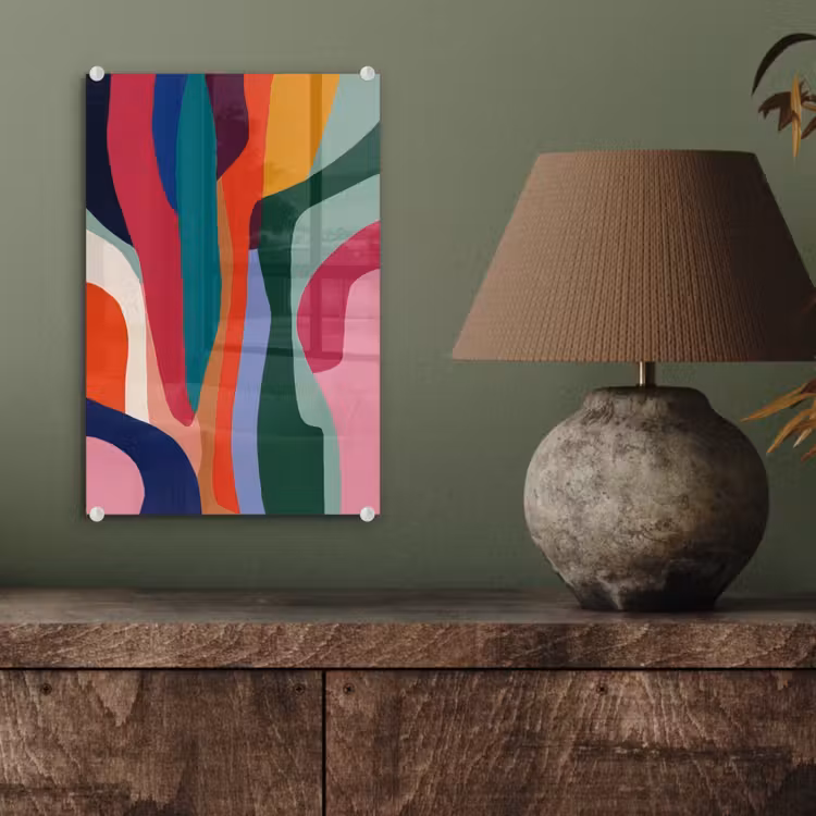 Glas schilderij - Vormen - Bochten - Kleurrijk - Abstract — 4