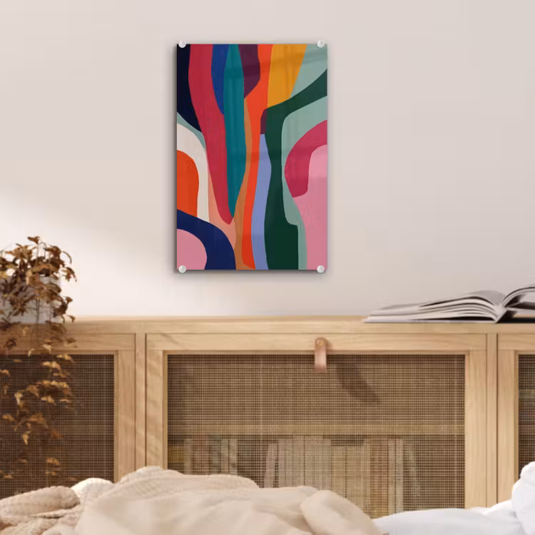 Glas schilderij - Vormen - Bochten - Kleurrijk - Abstract — 5