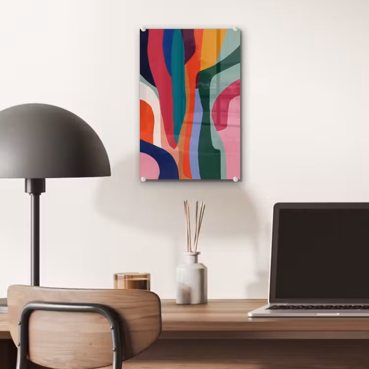 Glas schilderij - Vormen - Bochten - Kleurrijk - Abstract — 7