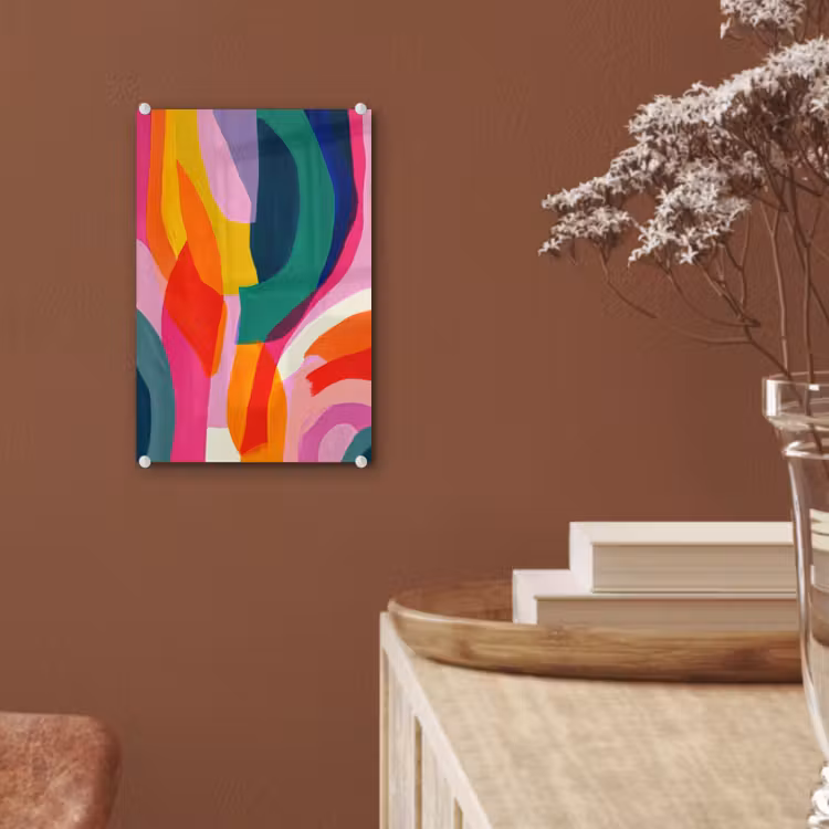 Glas schilderij - Vormen - Golvend - Abstract - Felroze — 6