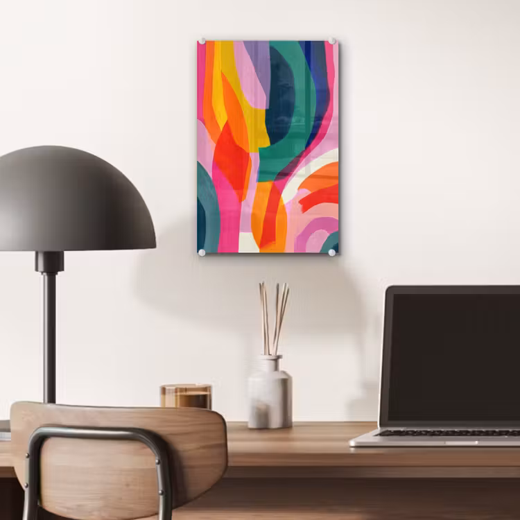 Glas schilderij - Vormen - Golvend - Abstract - Felroze — 7