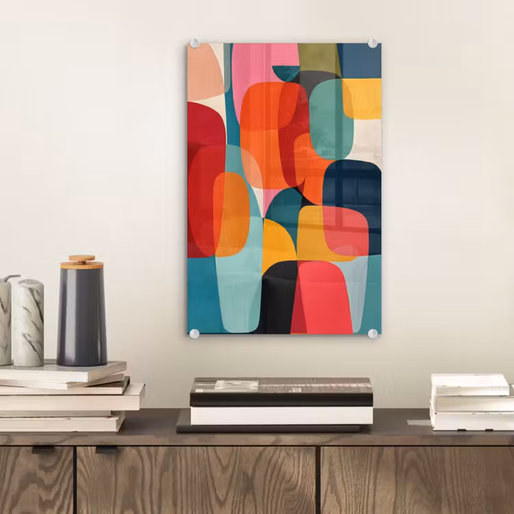 Glas schilderij - Vormen - Kleurrijk - Abstract - Vlakken — 2