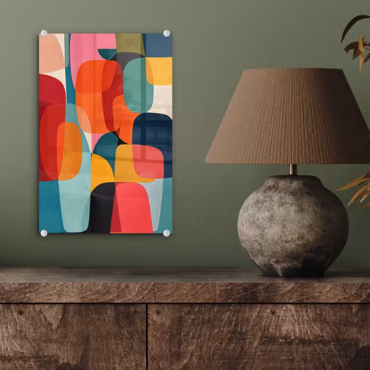 Glas schilderij - Vormen - Kleurrijk - Abstract - Vlakken — 4