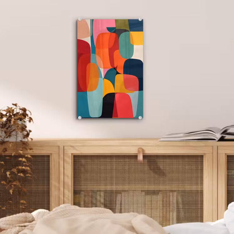 Glas schilderij - Vormen - Kleurrijk - Abstract - Vlakken — 5