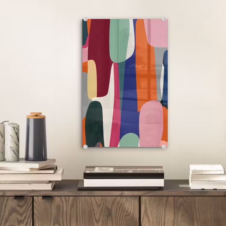 Glas schilderij - Vormen - Ritmisch - Kleuren - Abstract — 2