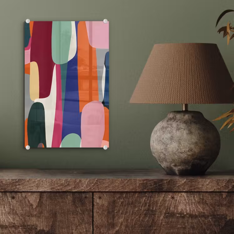 Glas schilderij - Vormen - Ritmisch - Kleuren - Abstract — 4