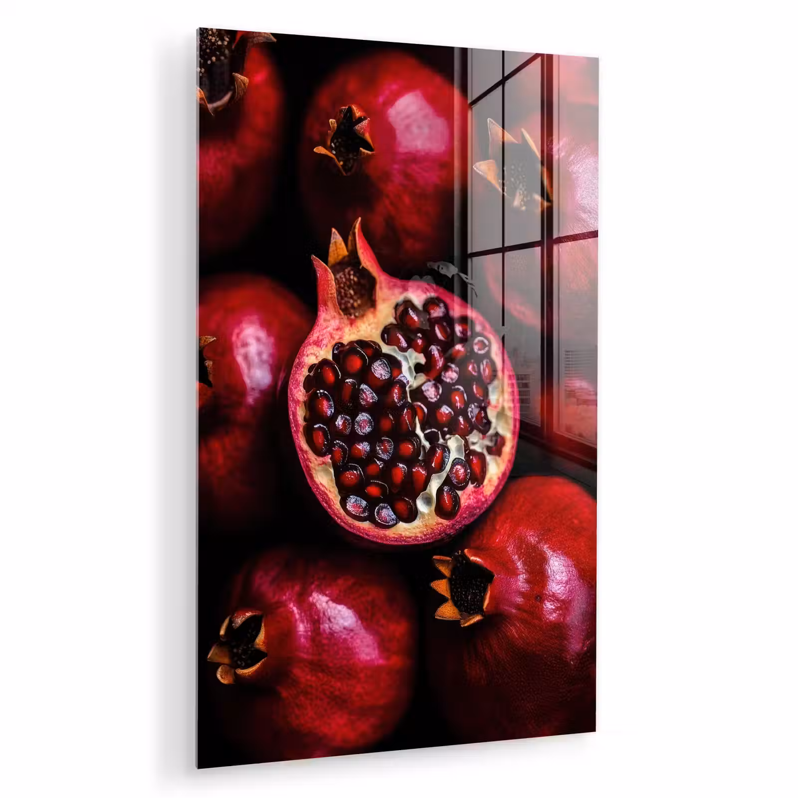 Glas schilderij - Granaatappel - Rood - Fruit — 1