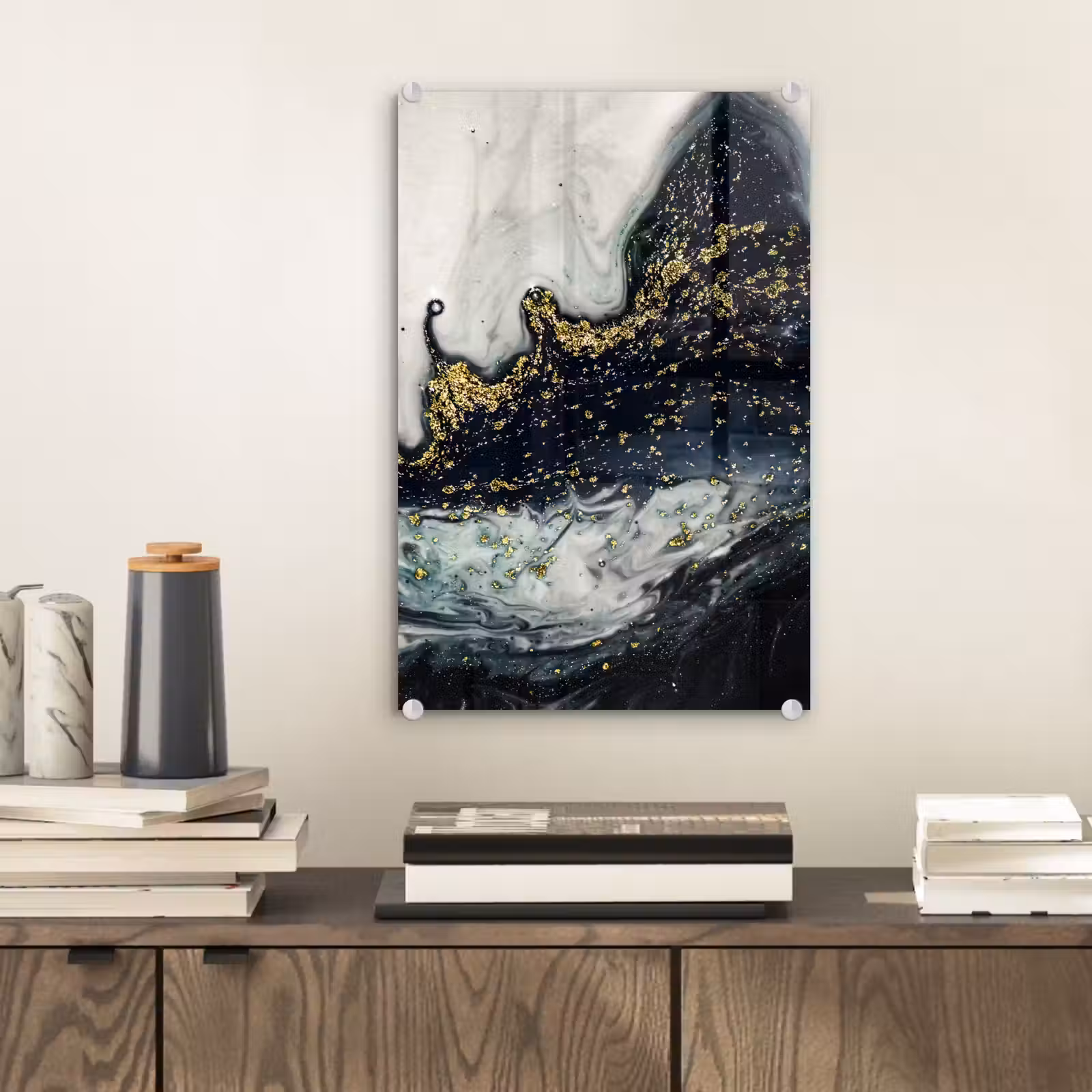 Glas schilderij - Marmer - Abstract - Goud - Luxe — 1