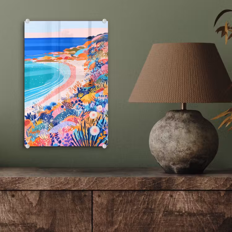 Glas schilderij - Bloemenweide - Zee - Zomers — 4
