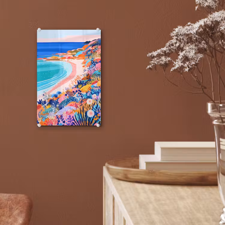 Glas schilderij - Bloemenweide - Zee - Zomers — 6