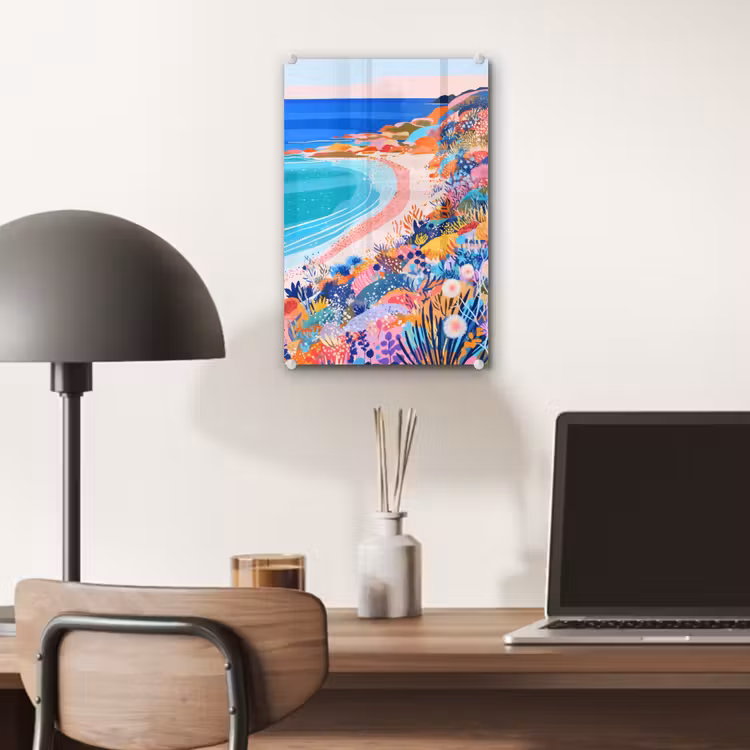 Glas schilderij - Bloemenweide - Zee - Zomers — 7