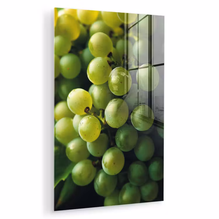 Glas schilderij - Druiven - Tros - Groen — 1
