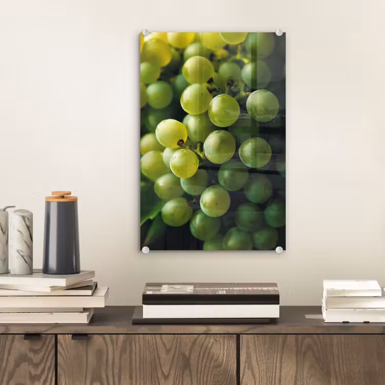 Glas schilderij - Druiven - Tros - Groen — 2