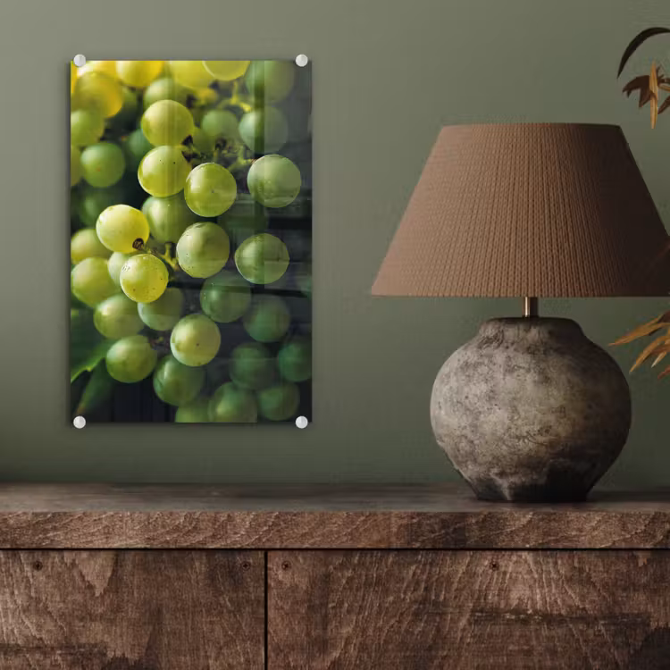 Glas schilderij - Druiven - Tros - Groen — 4