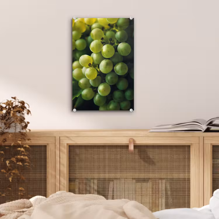 Glas schilderij - Druiven - Tros - Groen — 5